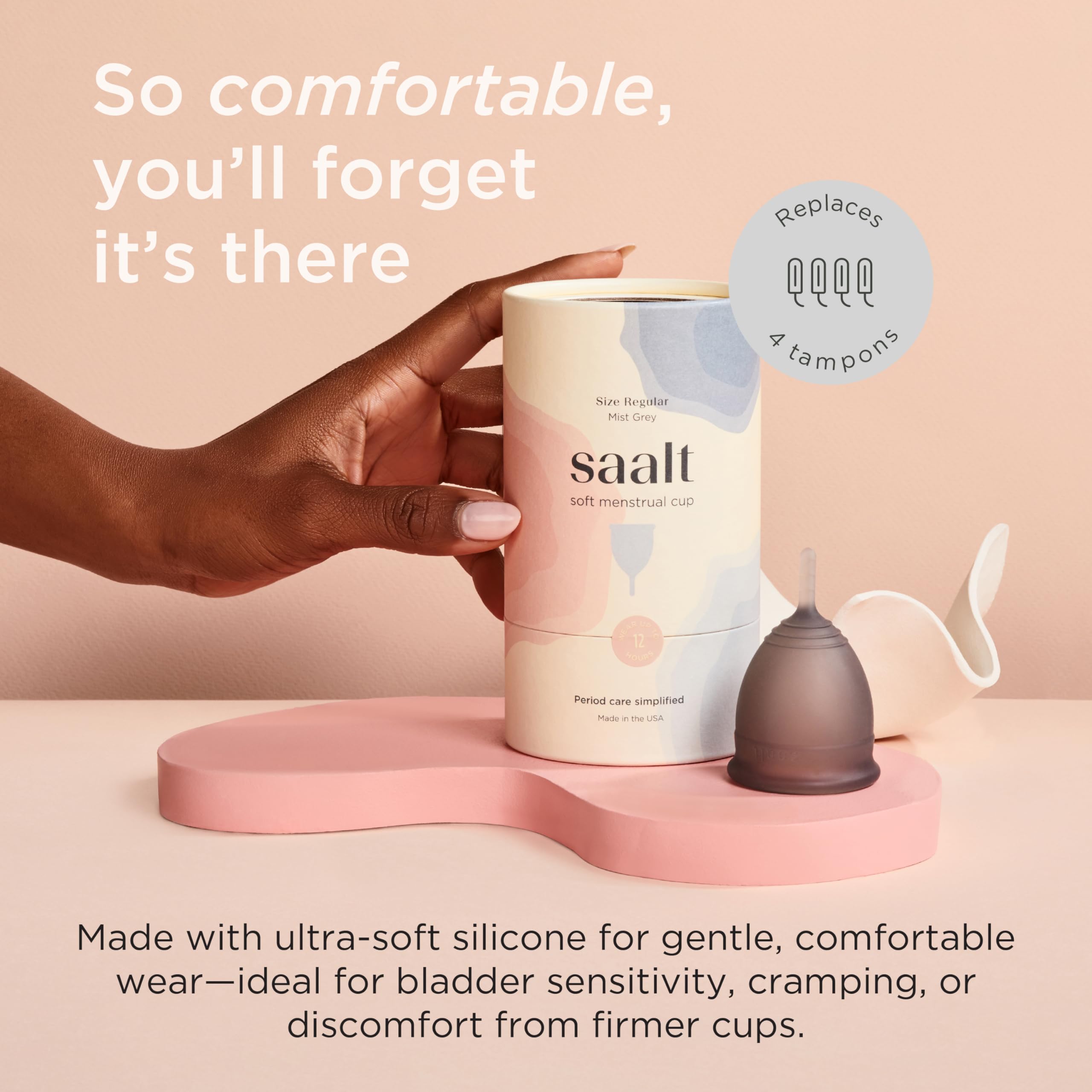 Saalt Soft copa menstrual: uso nocturno cómodo y seguro.