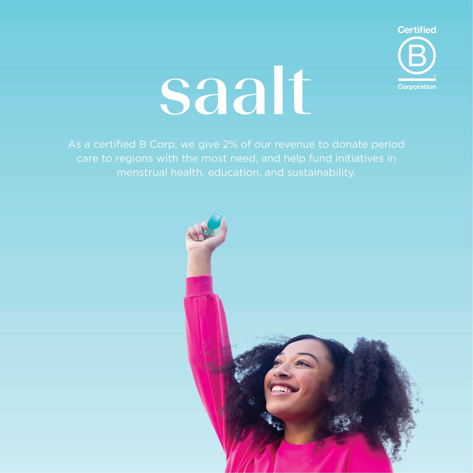 Saalt Teen copa menstrual, bolsa de algodón incluida para guardar.