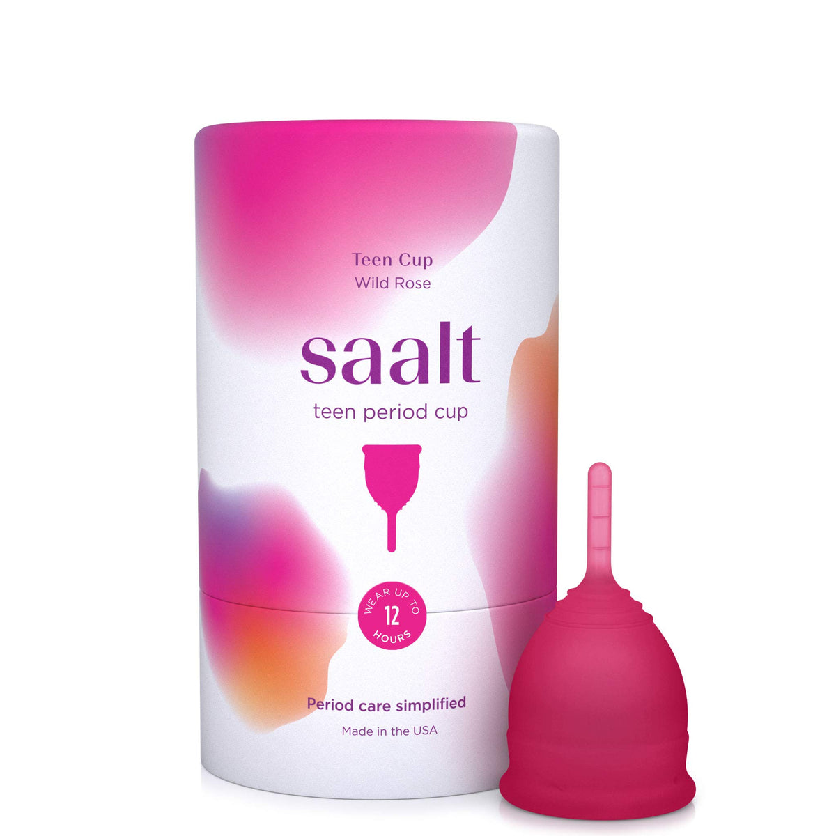 Saalt Teen copa menstrual en empaque: protección diaria para la escuela.