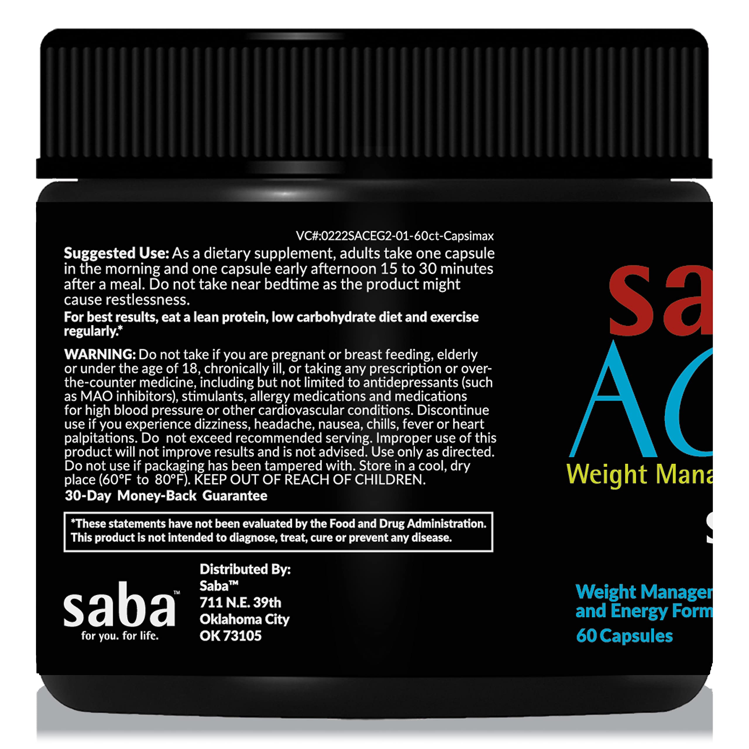 Capsulas en mano de Saba ACE G2 para energía diaria.
