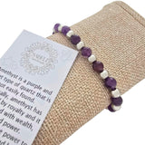 Sabeli amatista artesanal con cuentas de 6mm, joya única para meditación.