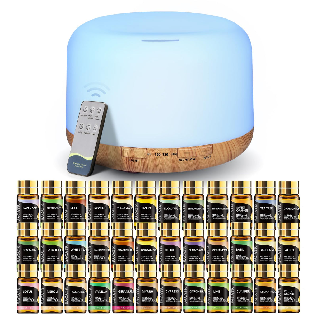 Difusor SACATR 500 ml con 36 aceites para ambientar tu hogar.