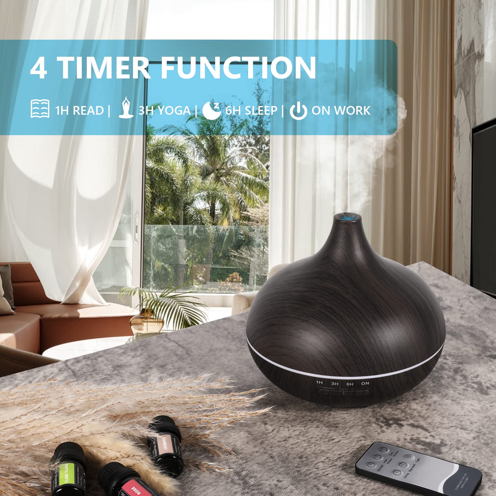 SACATR difusor ilumina ambientes con luz suave y personalizable.