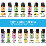 Set de aceites naturales SACATR 15un en frascos ámbar para fragancias.
