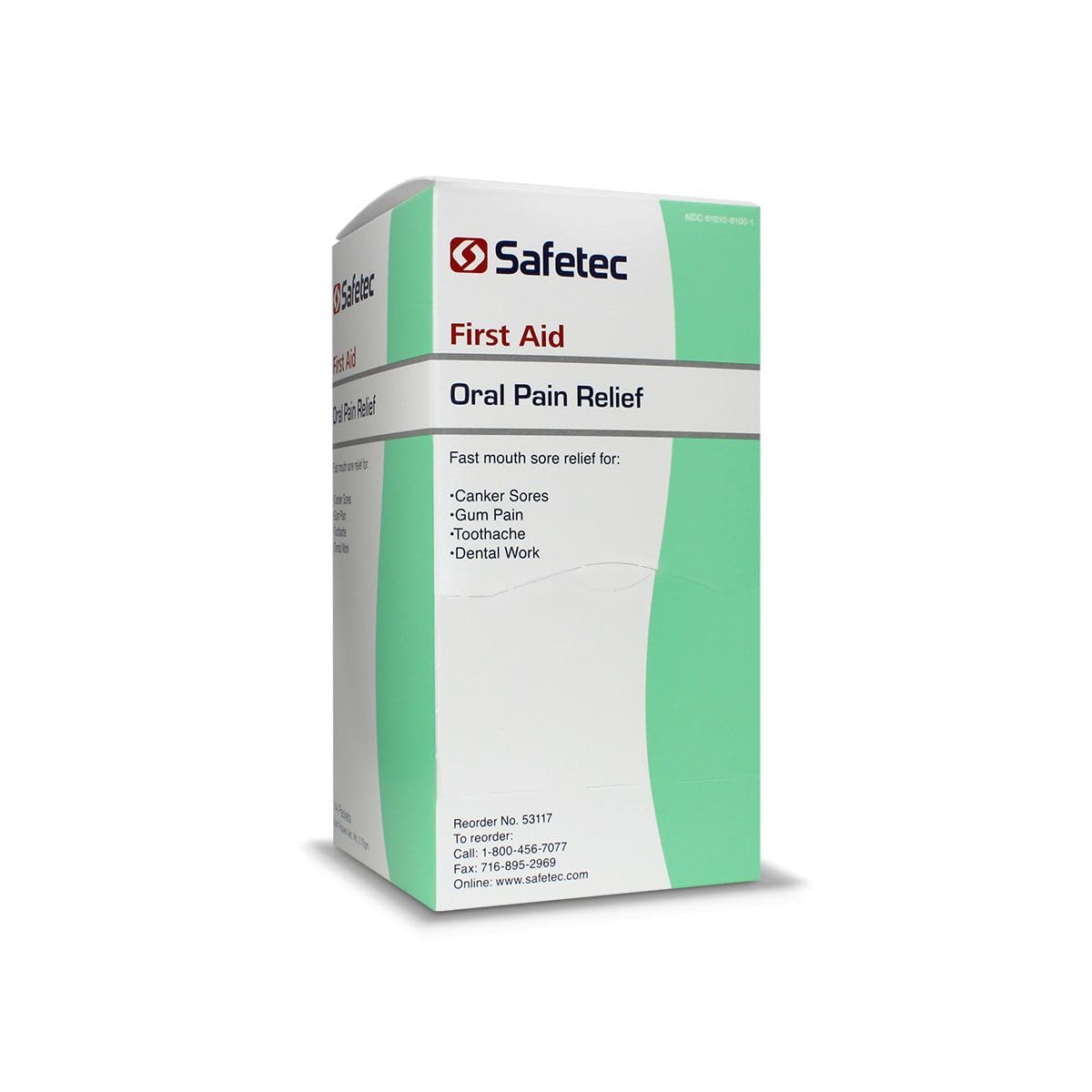 Safetec alivia el dolor bucal con sobre 75 g para uso rápido.