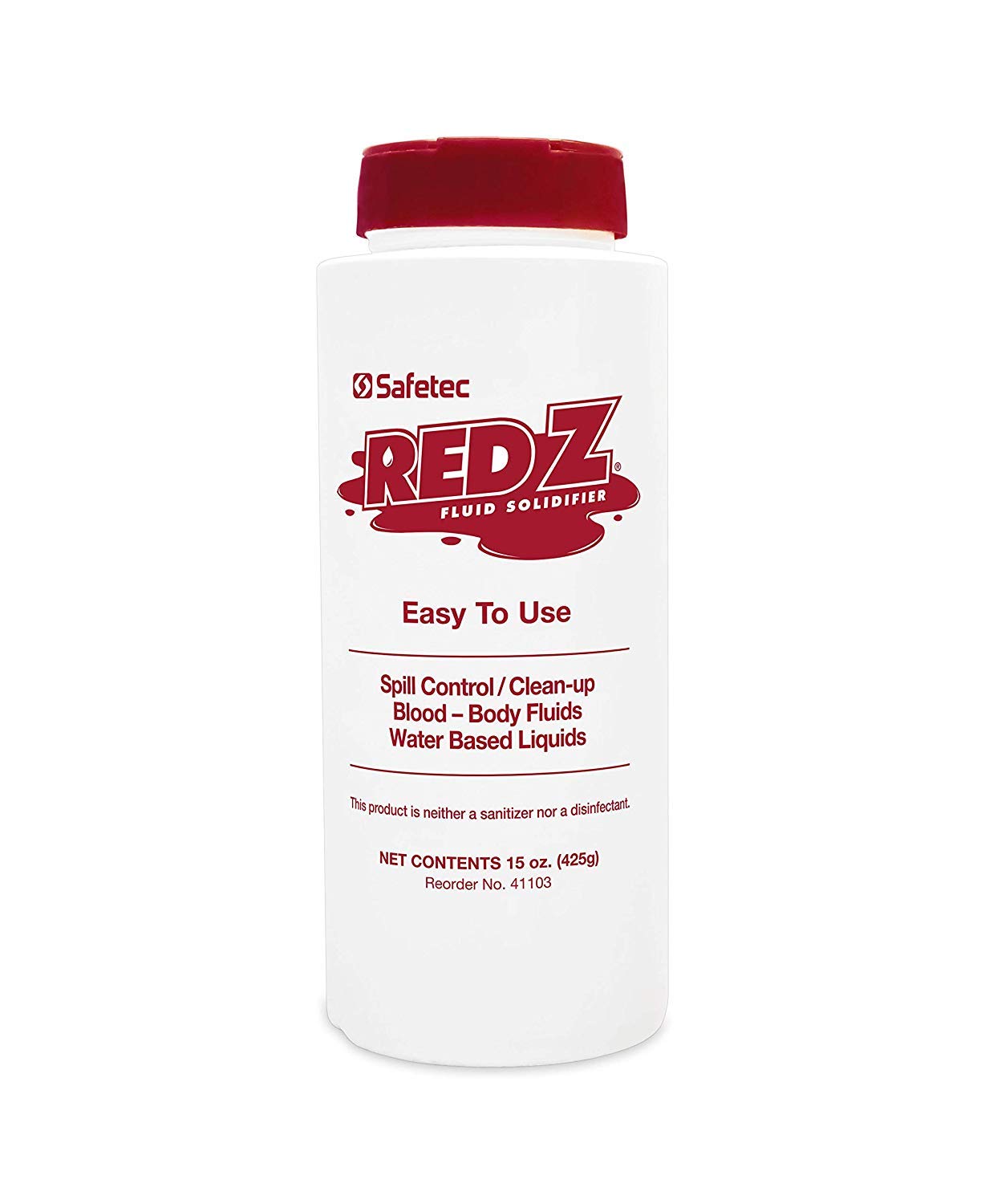 Safetec Rojo Z Solidificador, frasco con tapa agitadora para controlar derrames