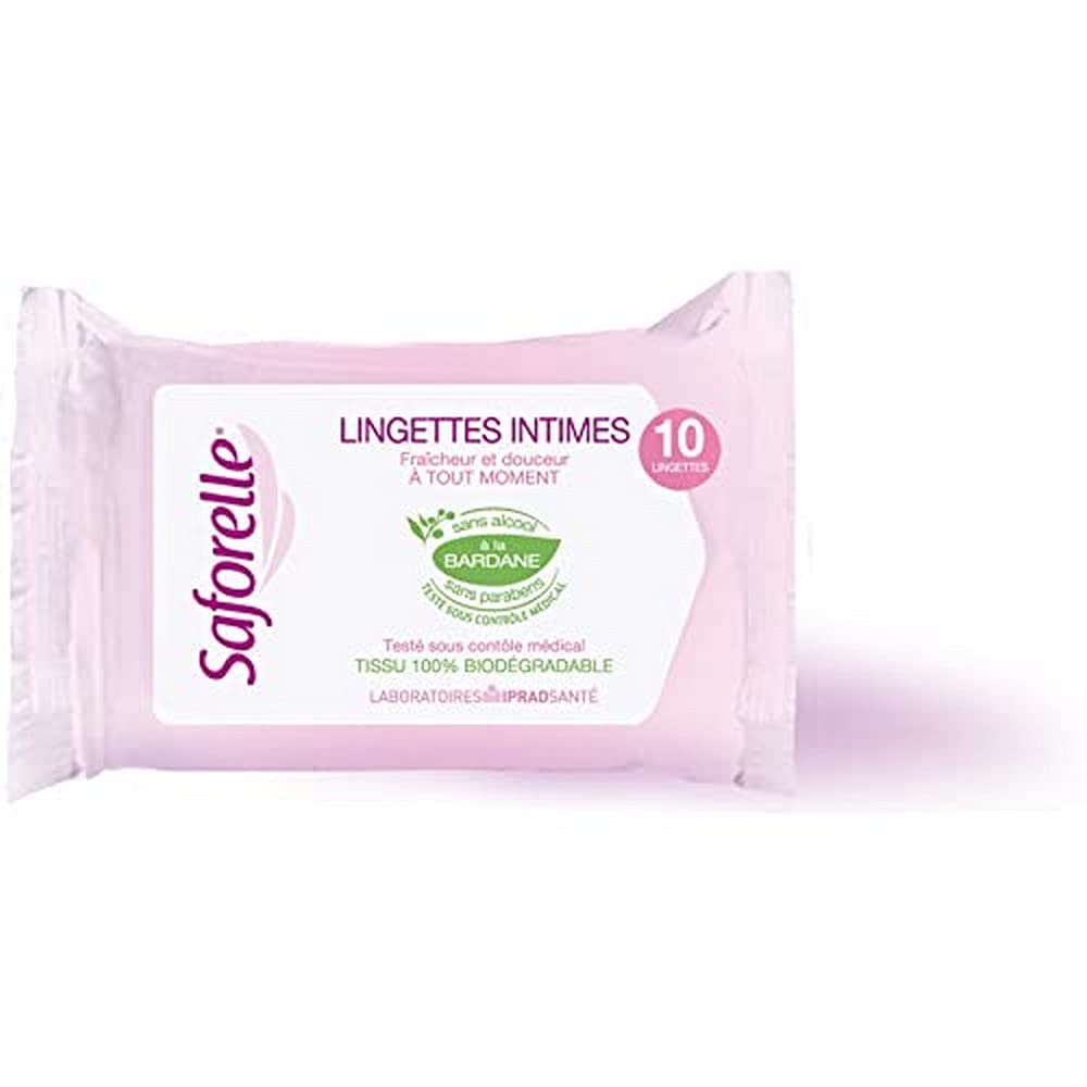Saforelle toallitas íntimas ultra suaves para bolsillo, higiene rápida y cómoda en cualquier ocasión.