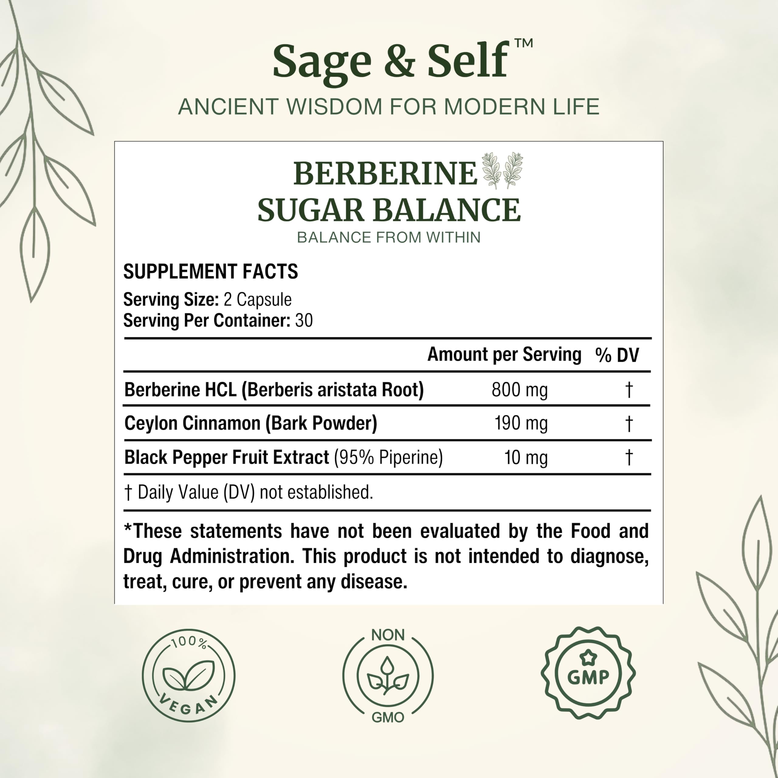 Sage & Self Berberina con canela Ceilán, sabor suave y natural.