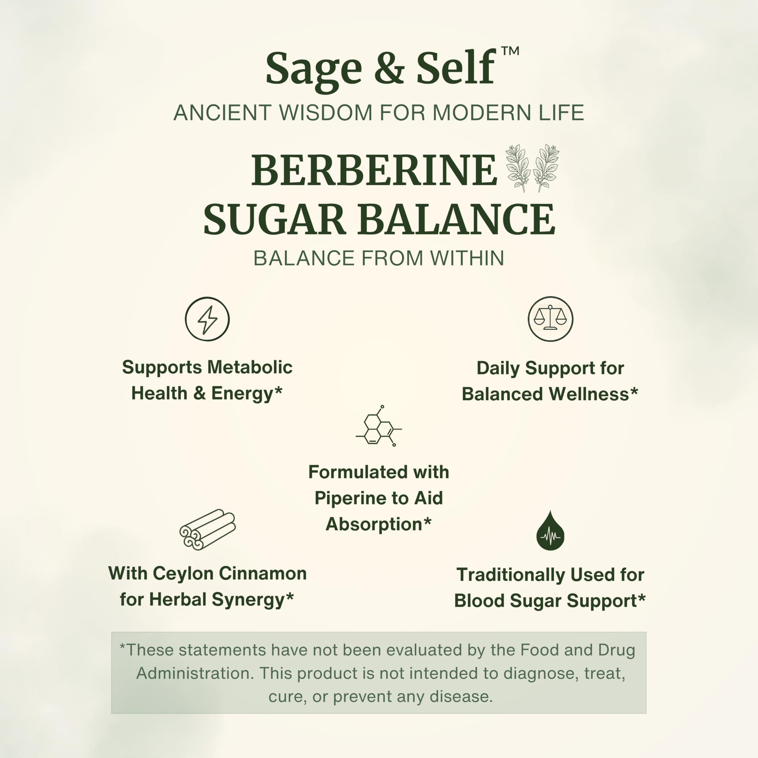 Sage & Self Berberina: etiqueta clara de ingredientes para elegir consciente.