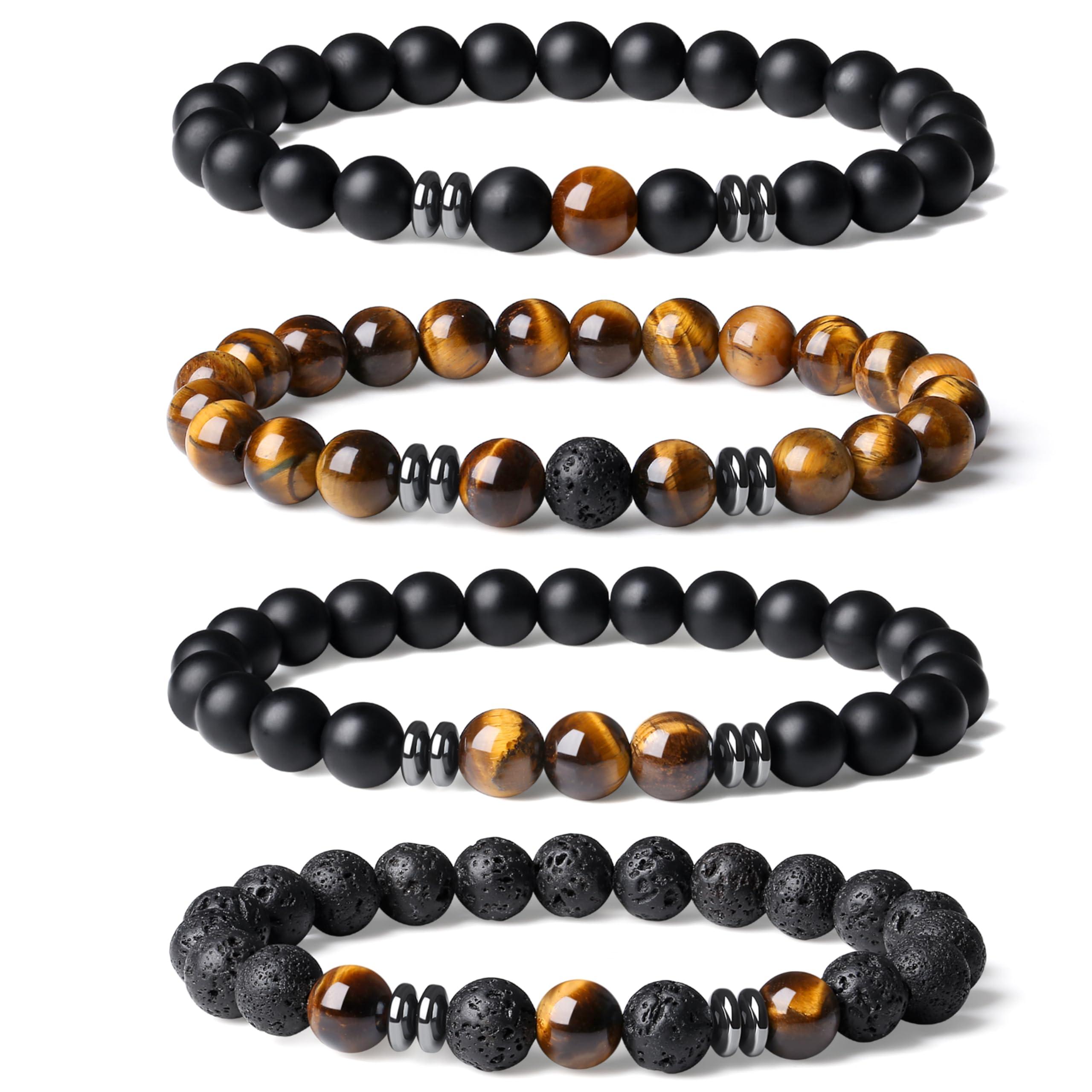 Pulsera Sahoottie ojo de tigre 8mm, estilo diario y sofisticado