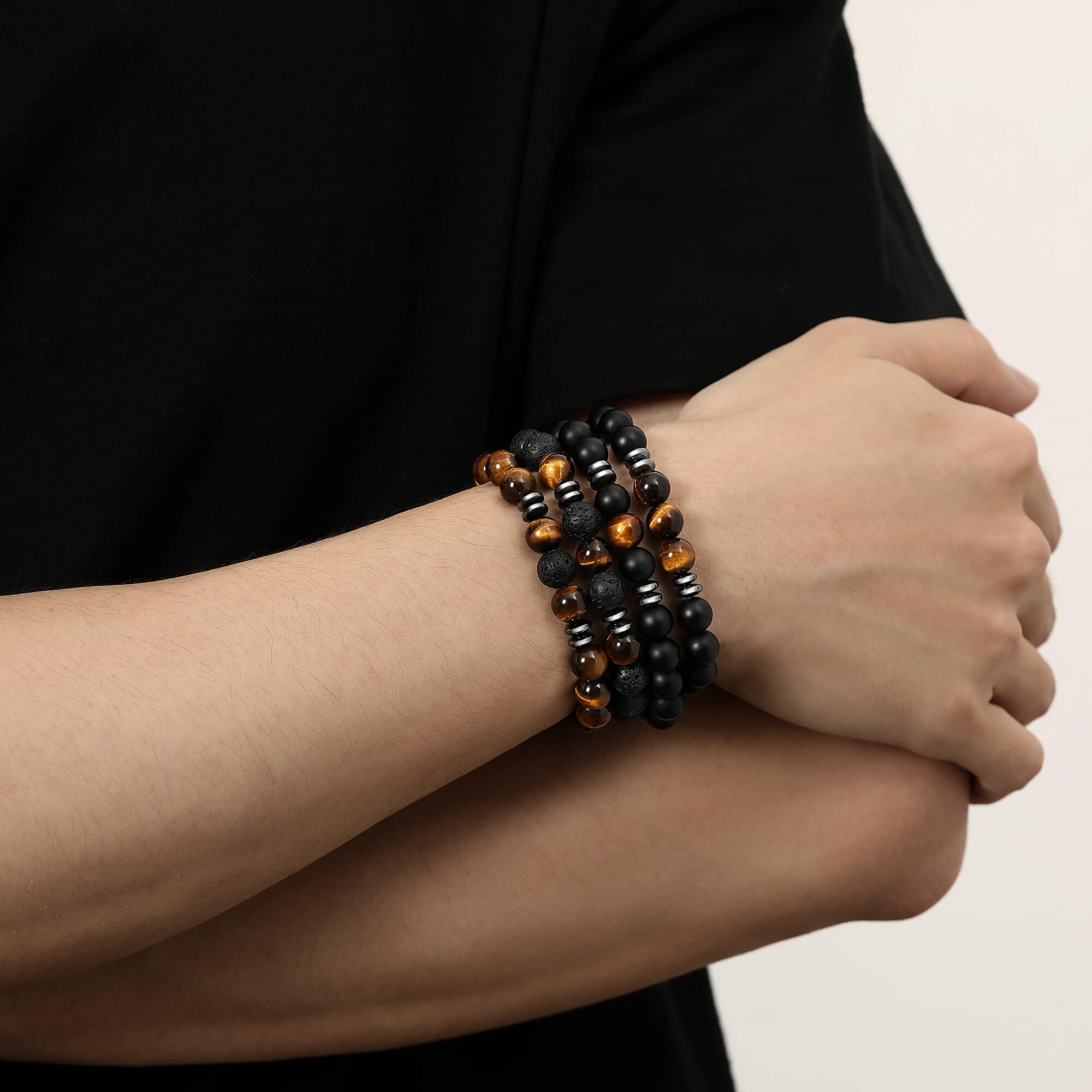 Pulsera Sahoottie ónix negro 8mm, complemento versátil para look