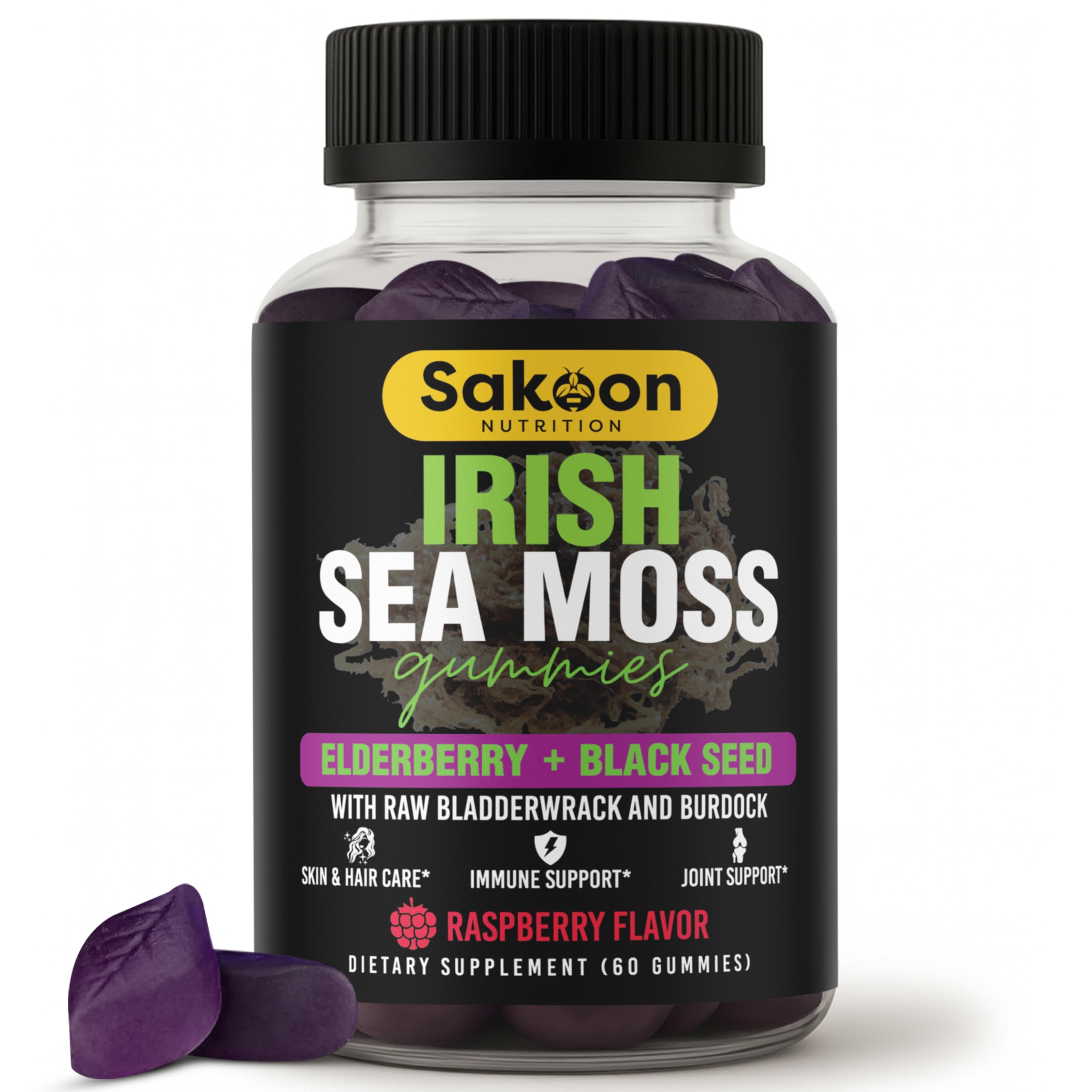 Sakoon Nutrition gominolas de algas marinas en frasco, aporte diario de vitaminas.