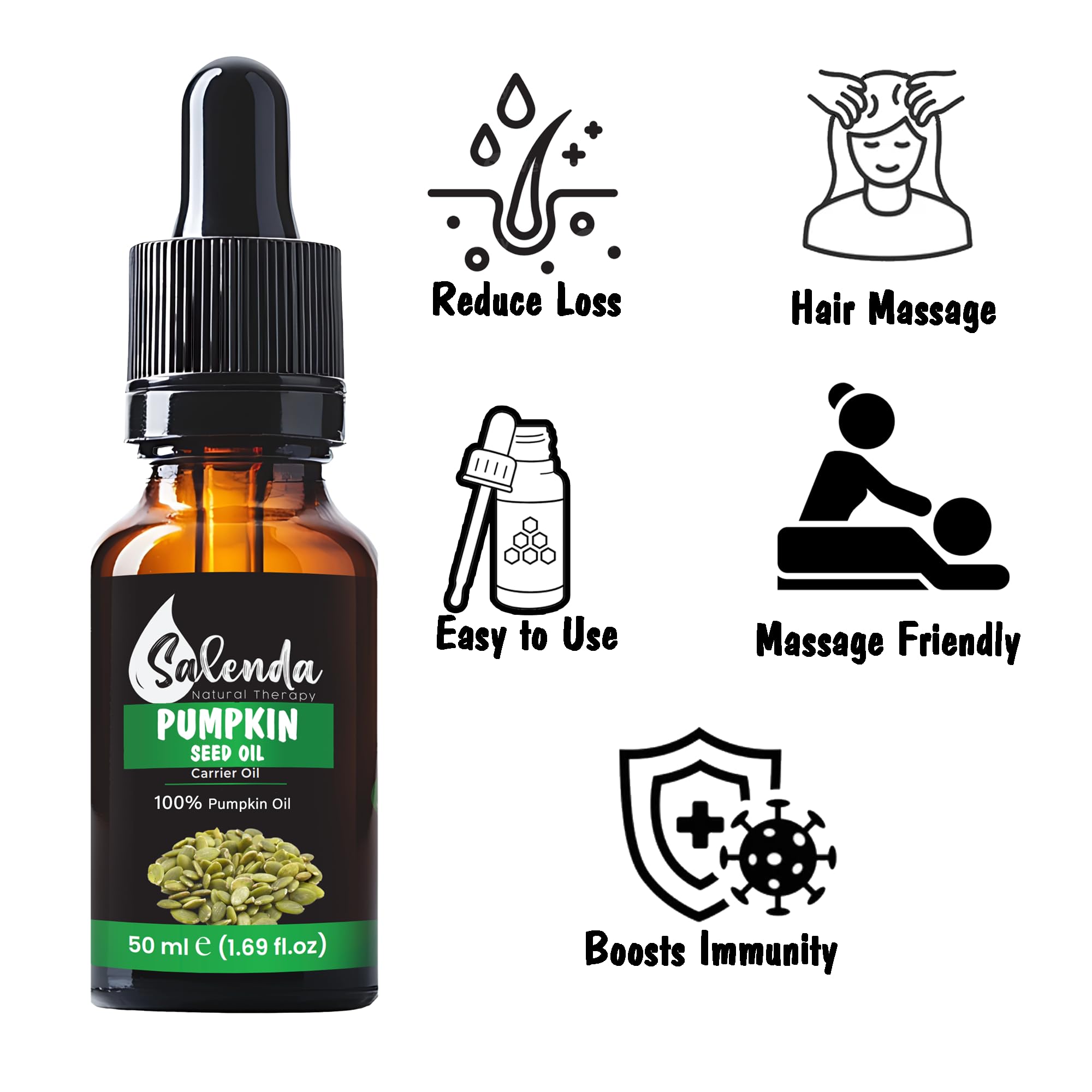 SALENDA Aceite de Calabaza, textura ligera para piel suave.