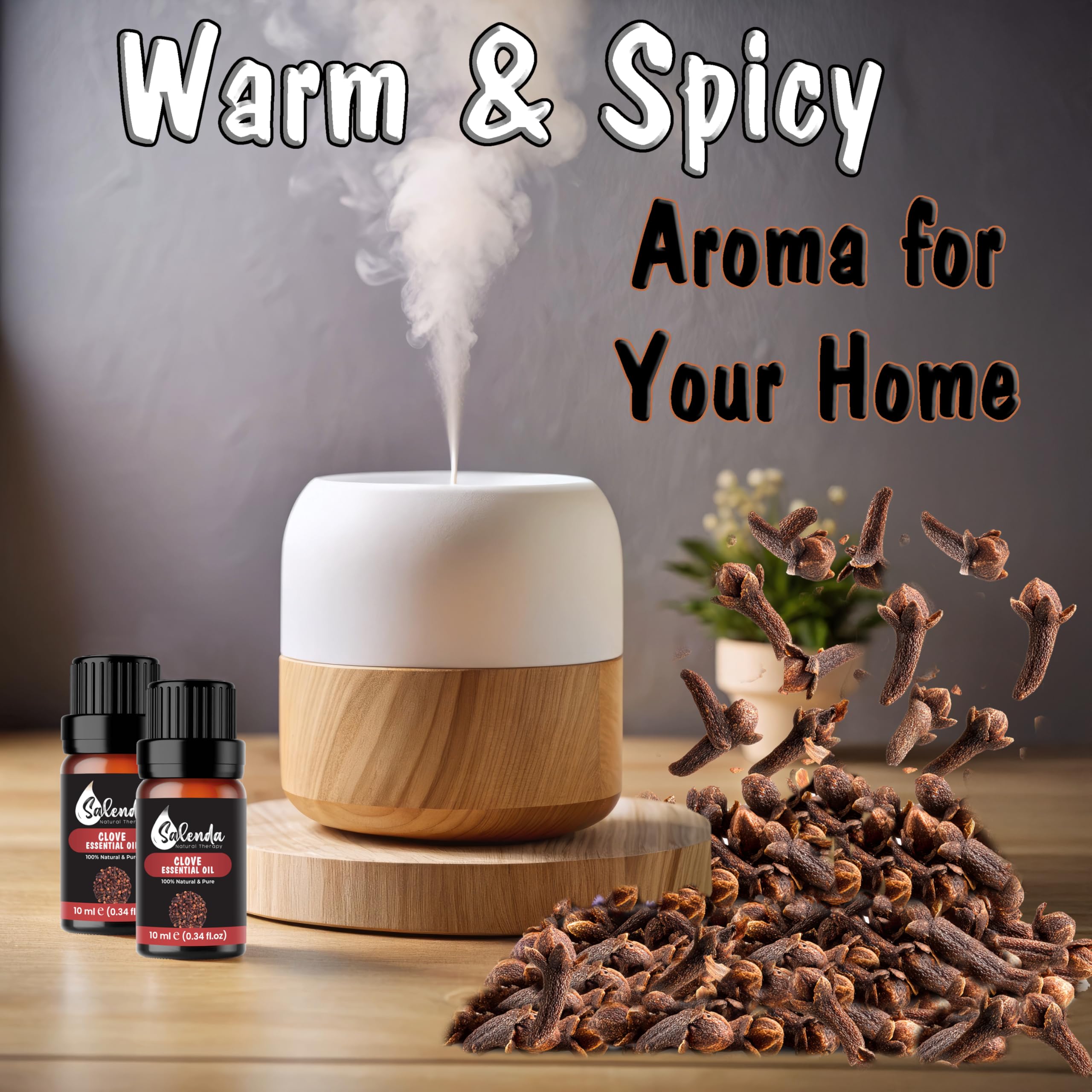 SALENDA Clavo: difusor aromático con aceite de clavo para aromaterapia.