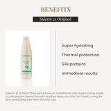 Aplicación acondicionador Salerm 21 B5 Silk Protein para cabello manejable