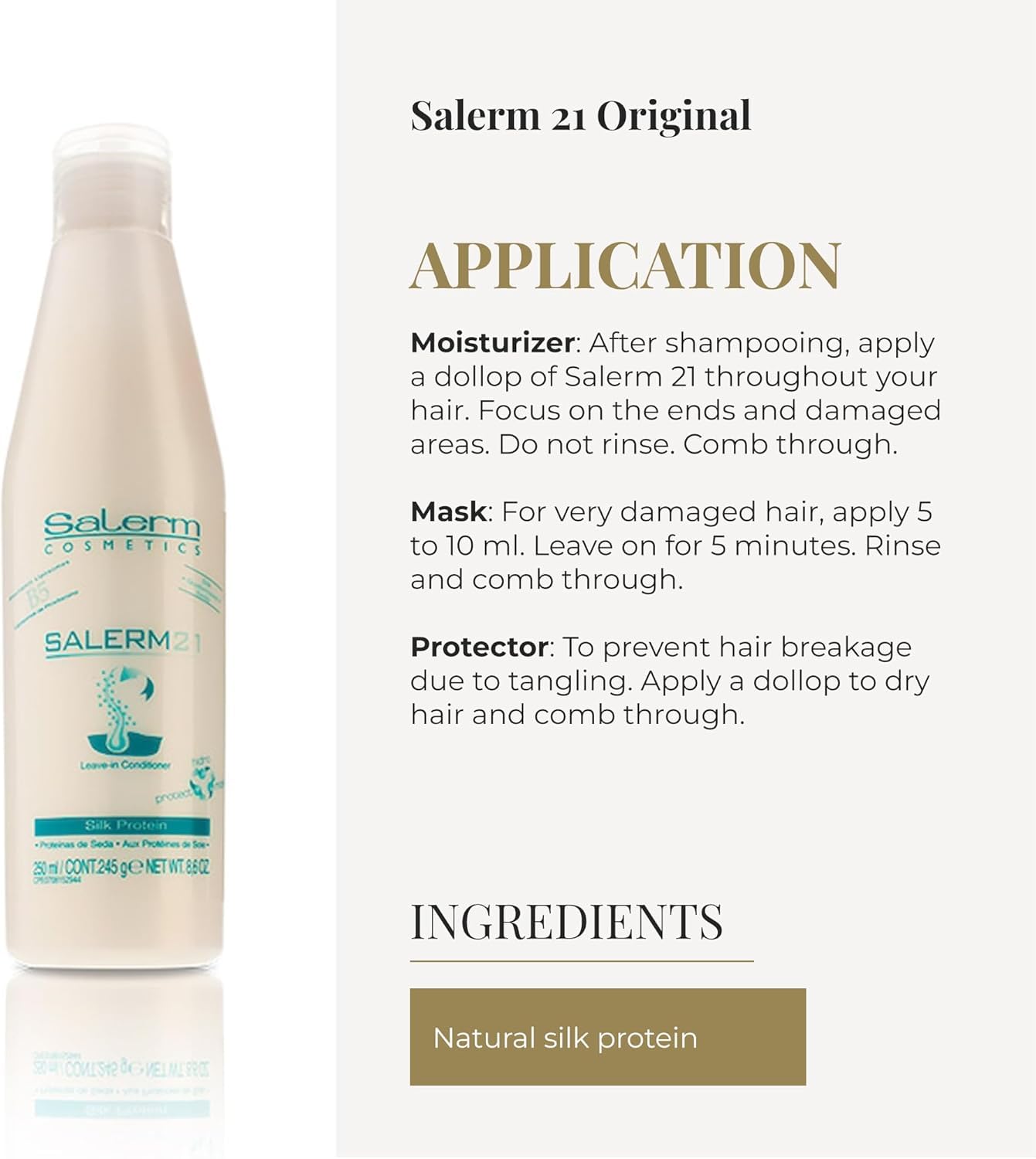 Salerm 21 B5 Silk Protein, paquete práctico de dos unidades para uso diario