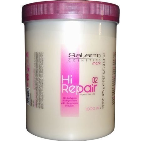 SALERM Hi Repair Mask, envase de 1 litro, reparación suave para cabello dañado y manejable