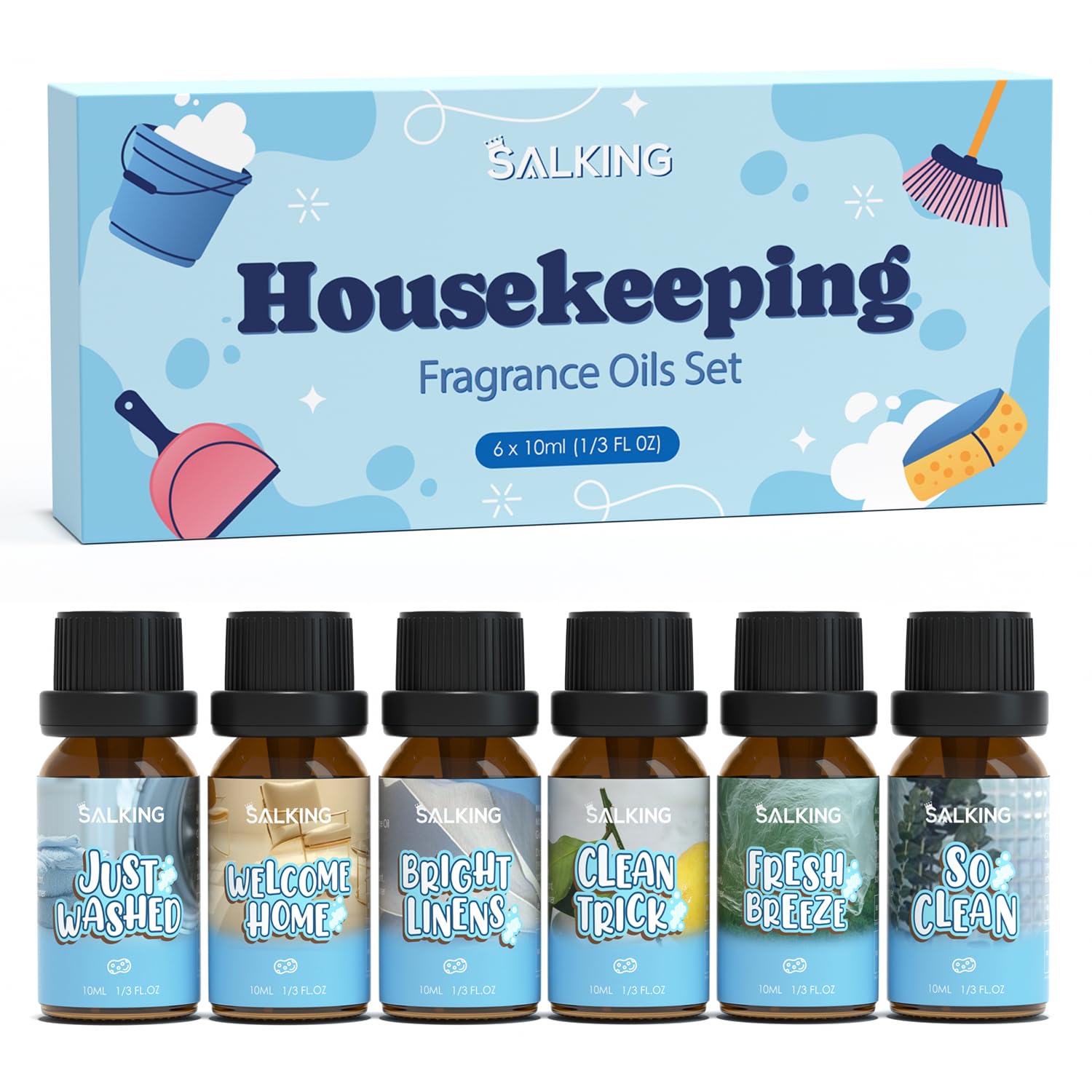 SALKING Housekeeping: conjunto de aceites en frascos ámbar para aroma duradero en el hogar.