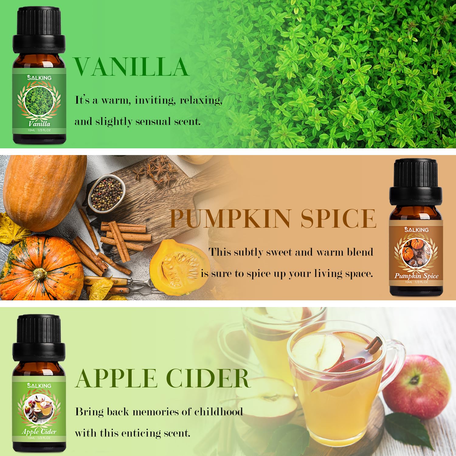 Salking sidra de manzana: aroma afrutado para difusor y hogar cálido.