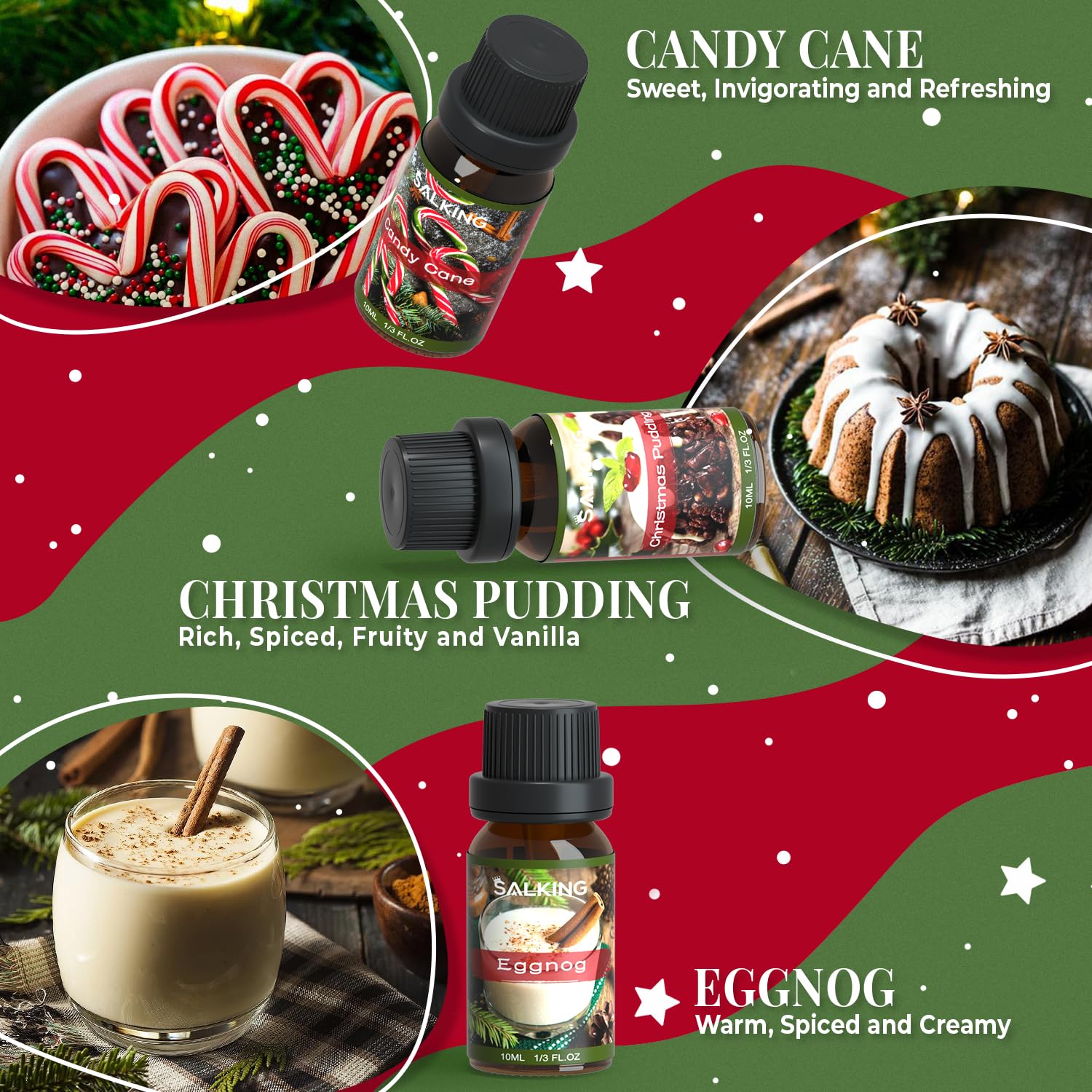 SALKING bastón dulce: aroma festivo para difusor y decoraciones navideñas.