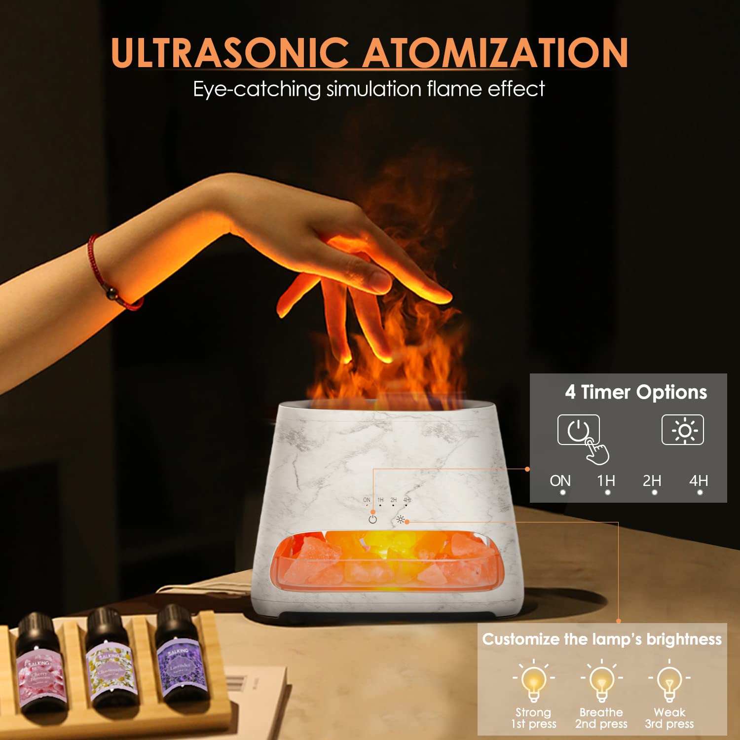 SALKING lámpara de sal con brillo ajustable para ambiente nocturno.