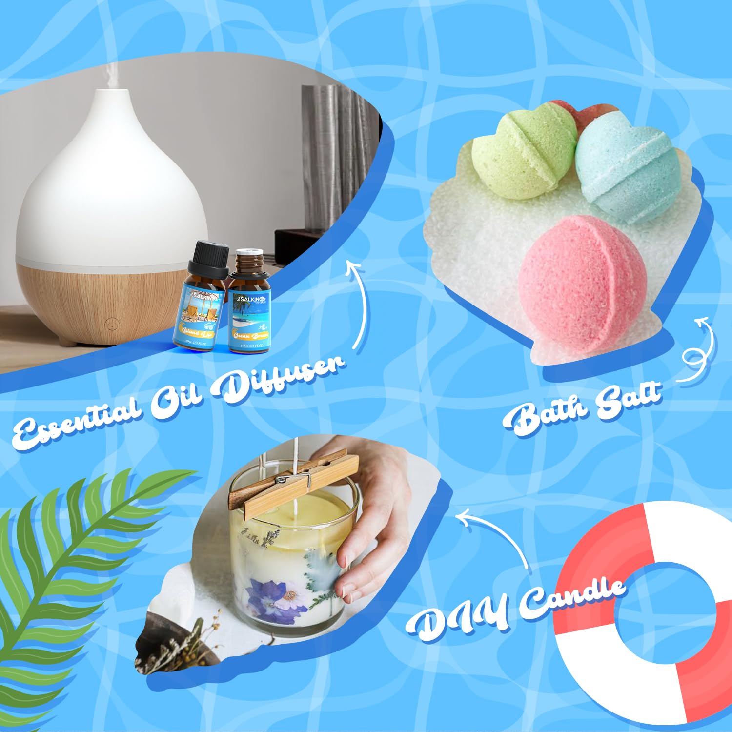 SALKING Surf & Sand Set regalo aroma versátil para difusor y DIY.