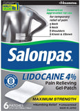 Salonpas Lidocaína parche de aplicación para alivio localizado y rápido.