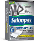Salonpas Lidocaína parche permite alivio duradero de hasta 8 horas en articulaciones.