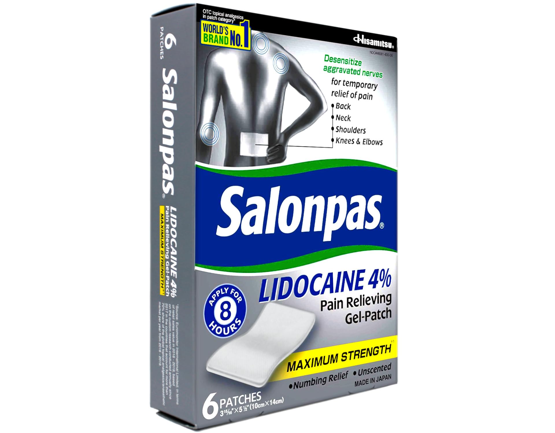 Salónpas lidocaína plus con aplicador de rodillo para aplicación puntual.