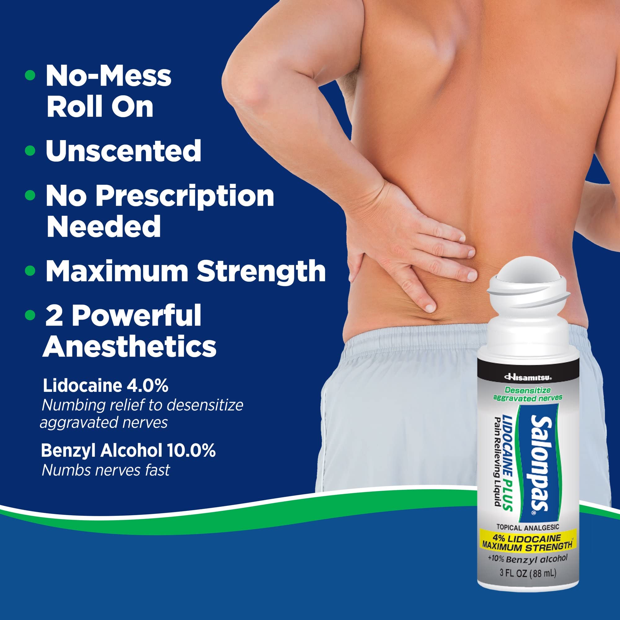 Salonpas Lidocaína Plus, doble acción anestésica para alivio focal.