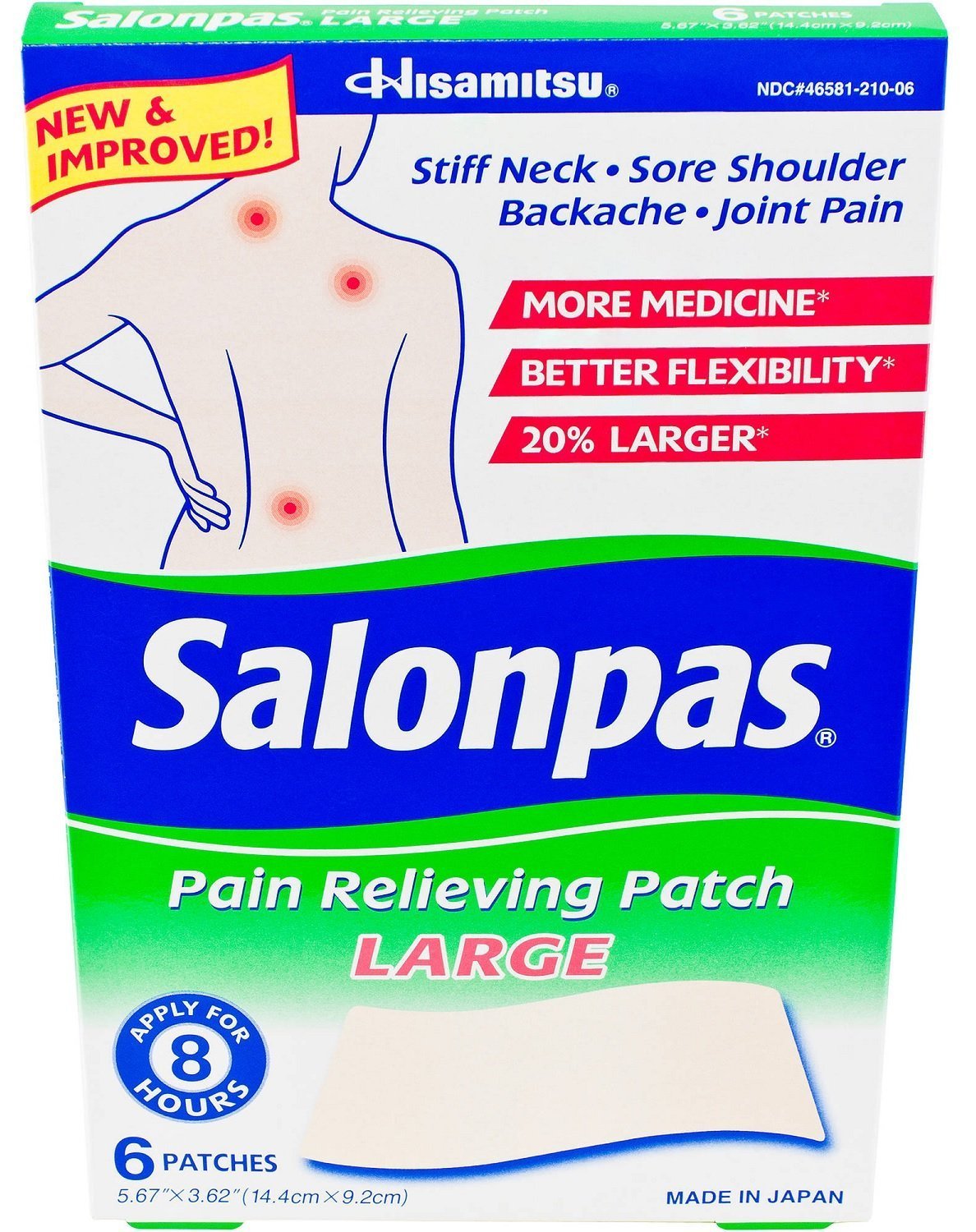 Salonpas parche grande para alivio localizado en espalda y hombros