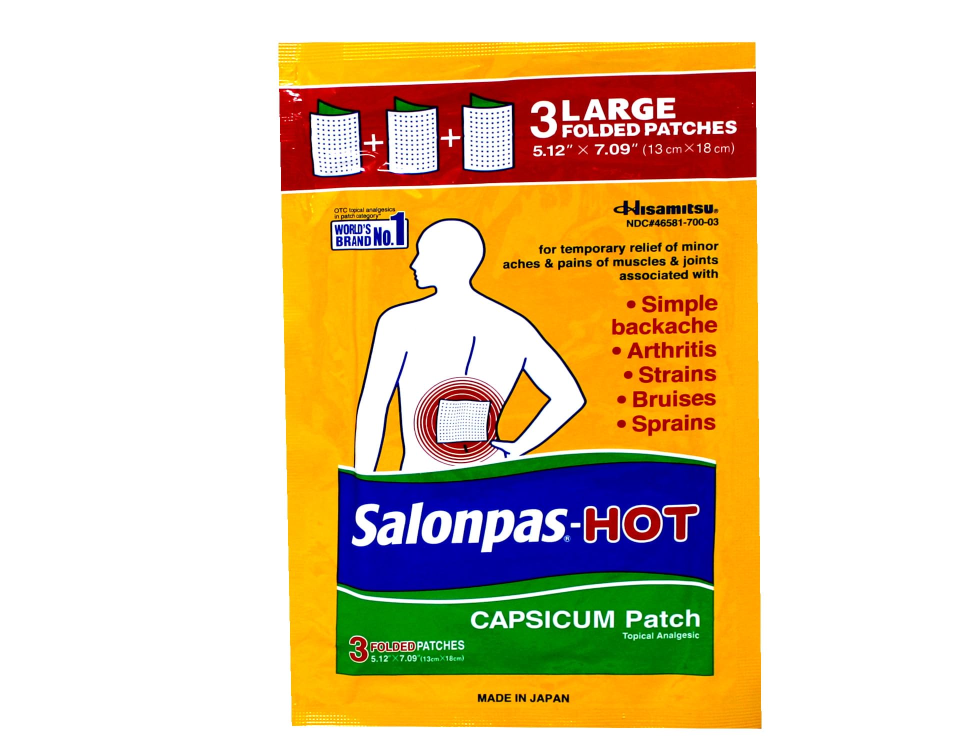 Parche Salonpas para la rodilla, alivio localizado para molestias deportivas.