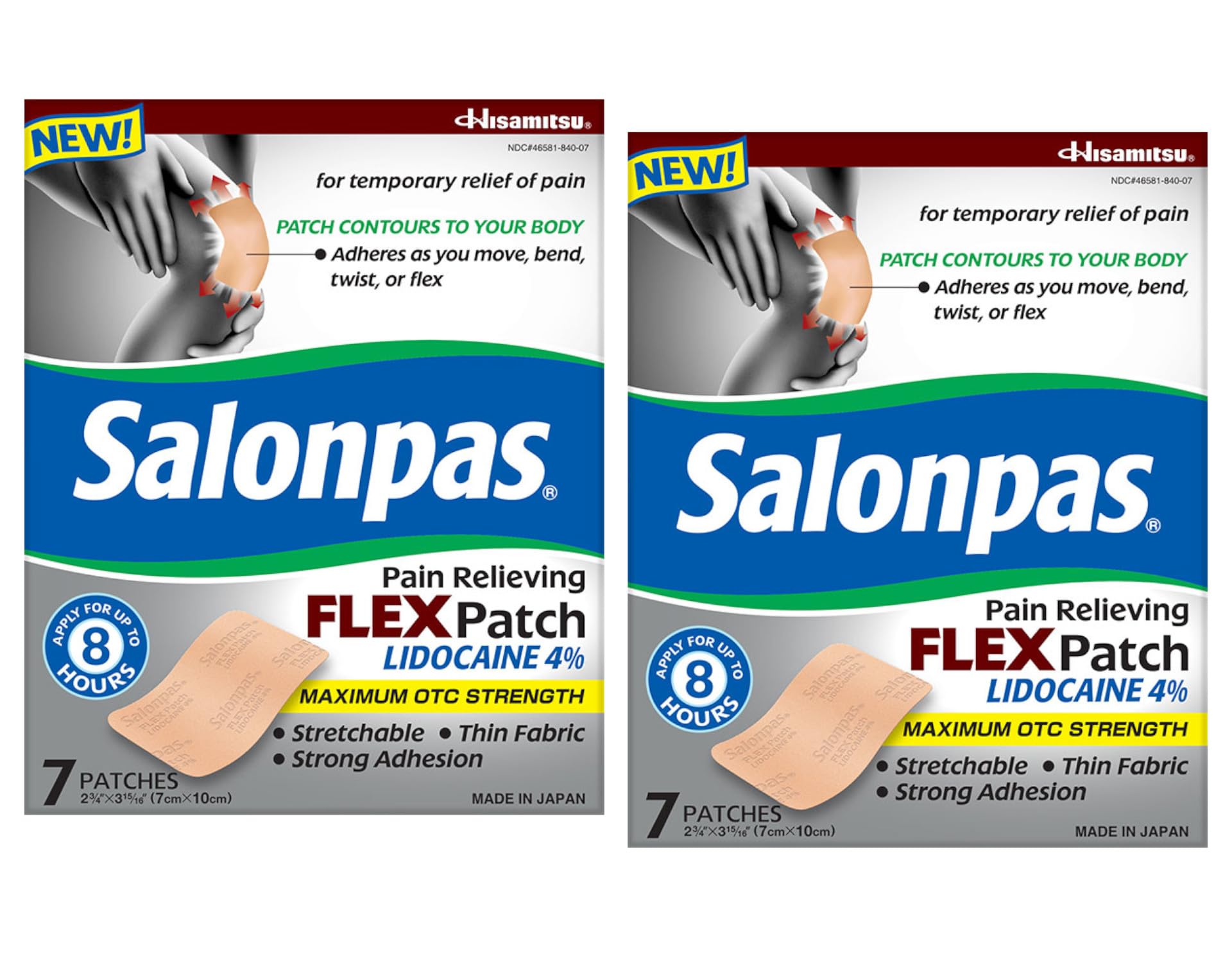 Salonpas parche flexible con lidocaína 4% para alivio localizado en movimiento