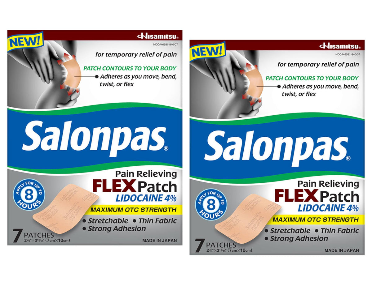 Salonpas parche flexible con lidocaína 4% para alivio localizado en movimiento