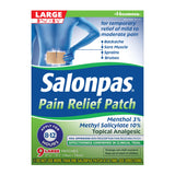 Parches Salonpas con mentol para alivio rápido del dolor localizado.
