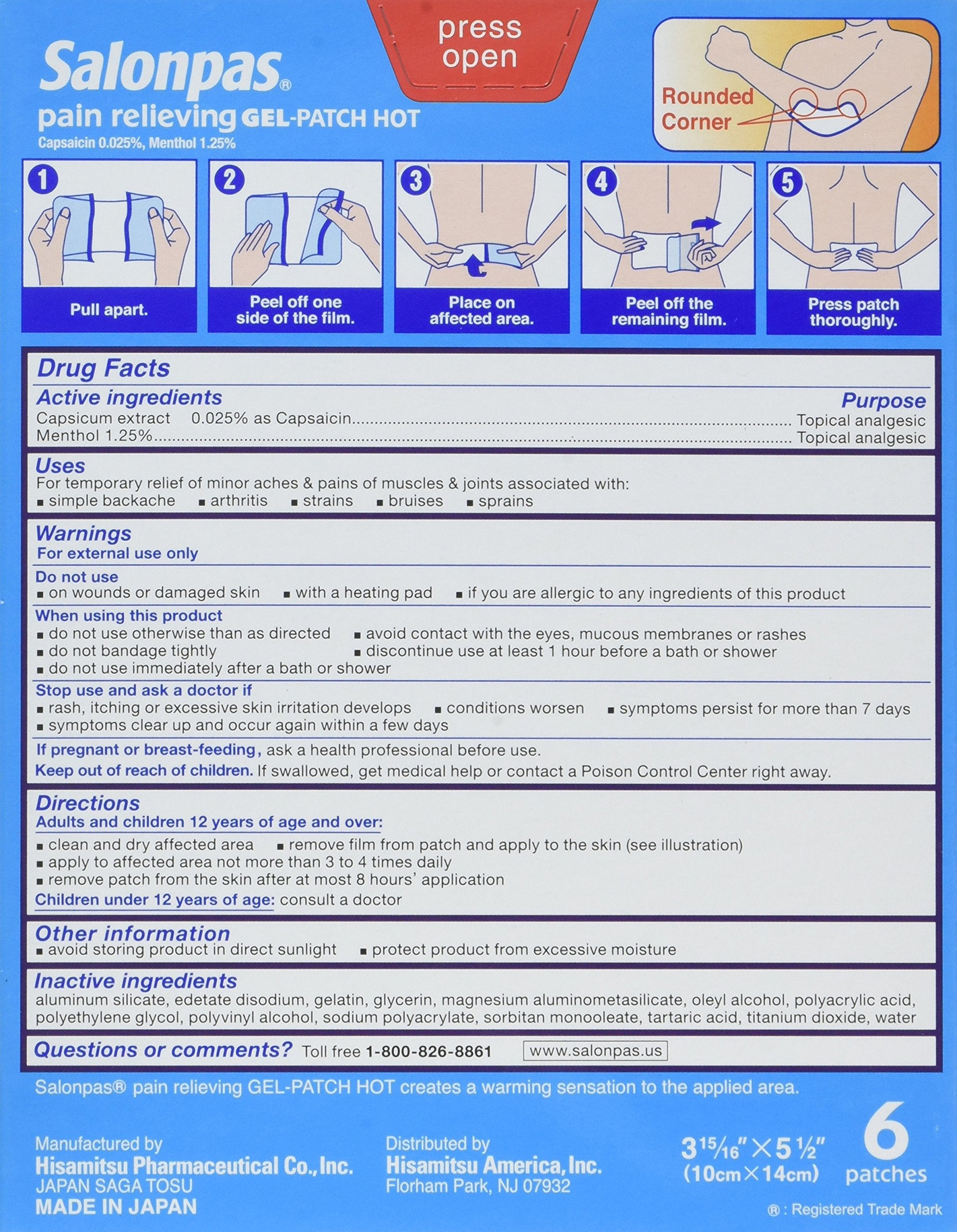 Salonpas parches gel calor aplicación, se adhiere fácil en hombro para alivio puntual.