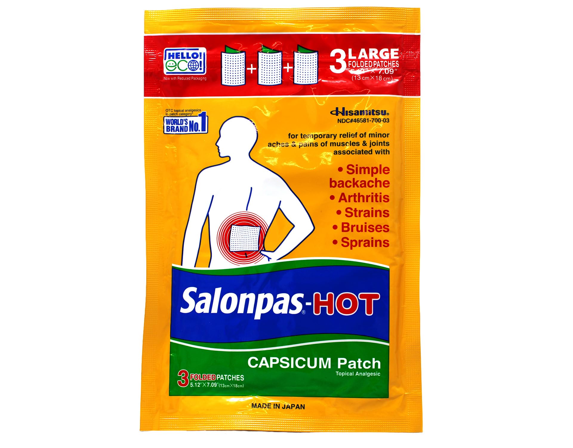 Empaque Salonpas de dos unidades, solución rápida para molestias diarias.