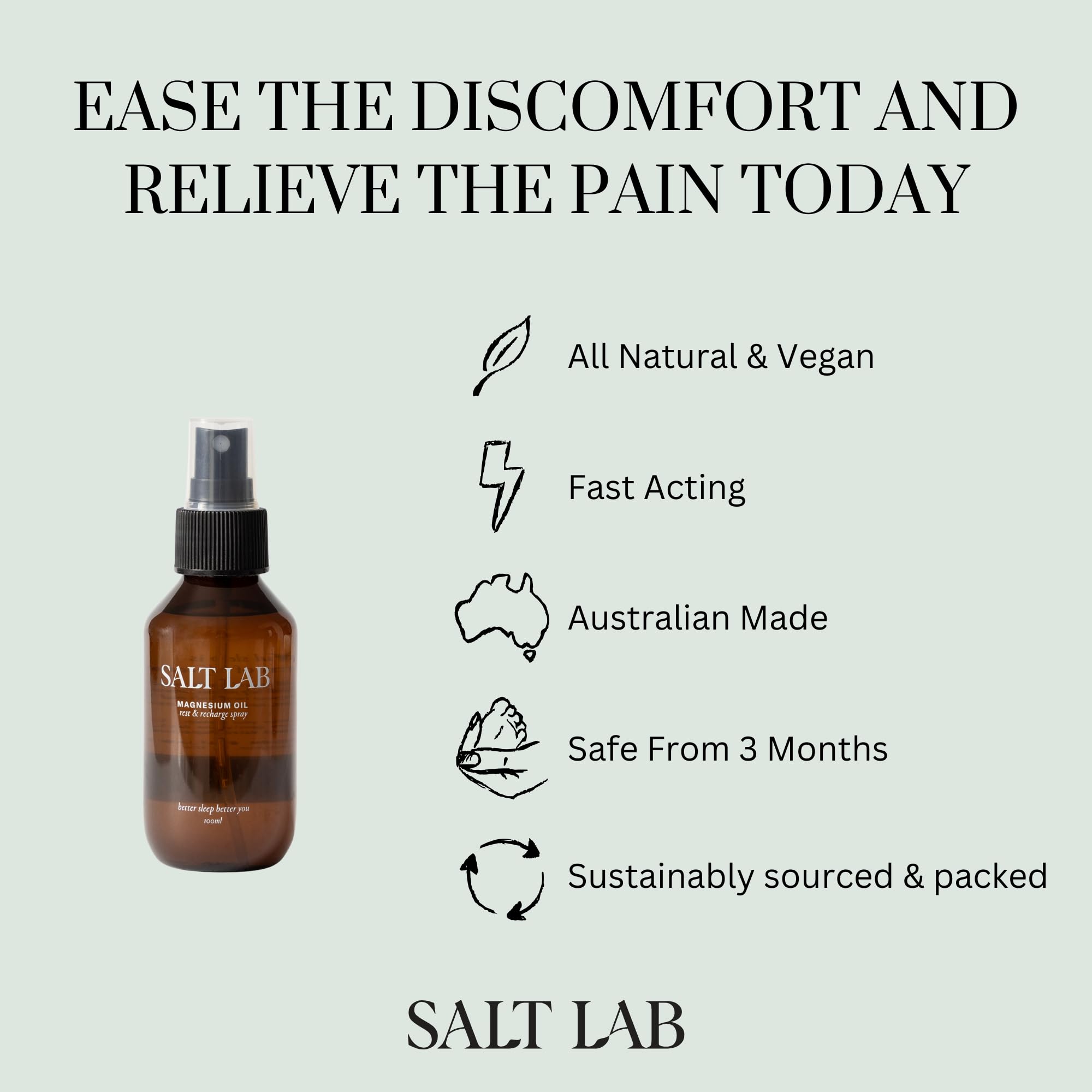 Salt Lab Magnesio Aceite Spray: sin fragancia para piel sensible.