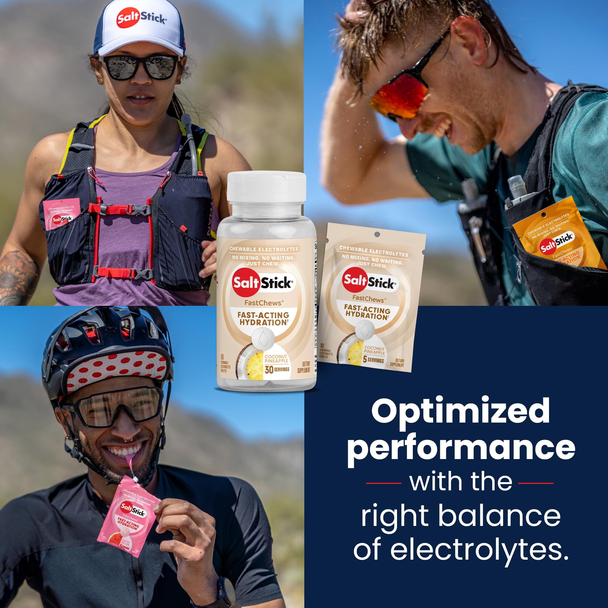 SaltStick Electrolyte Masticables, absorción rápida para reposición durante el sudor.