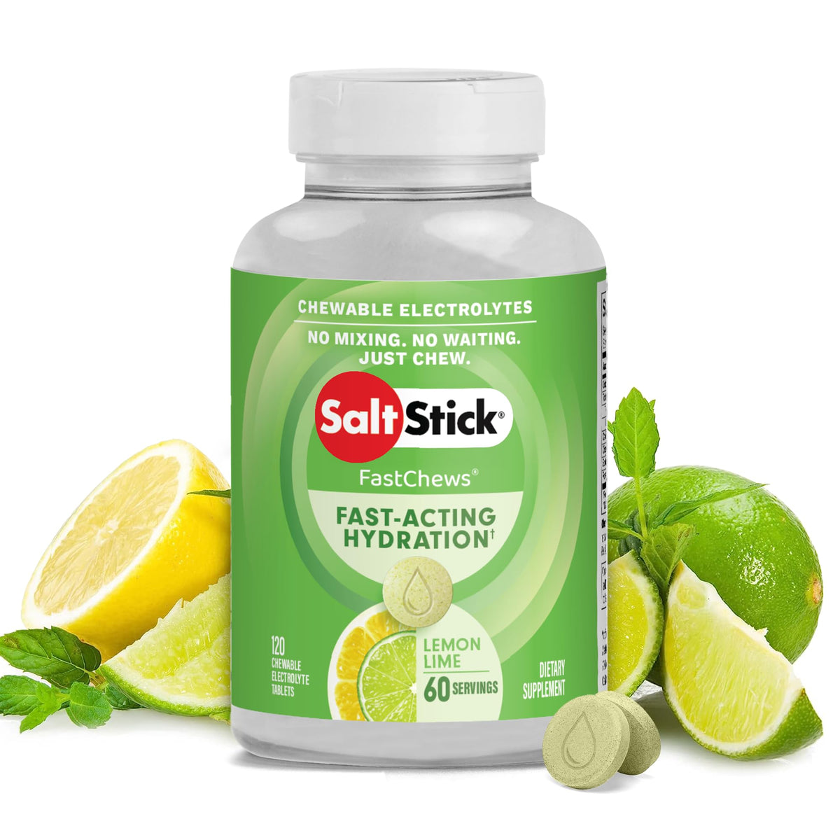 SaltStick masticables de electrolitos sabor Limón Lima para hidratación rápida durante el entrenamiento.