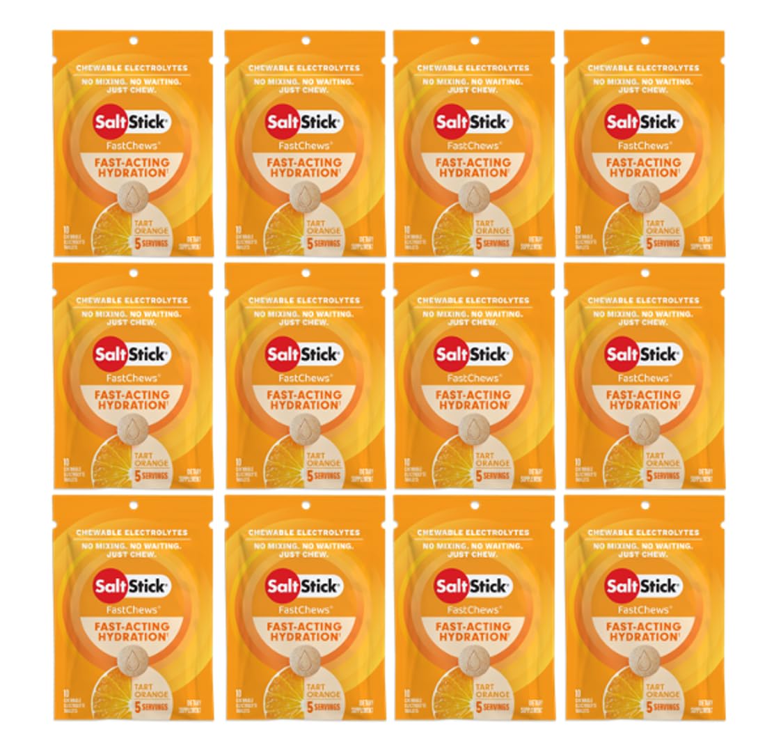 SaltStick Electrolyte FastChews envase: opción rápida para hidratación durante entrenamientos.