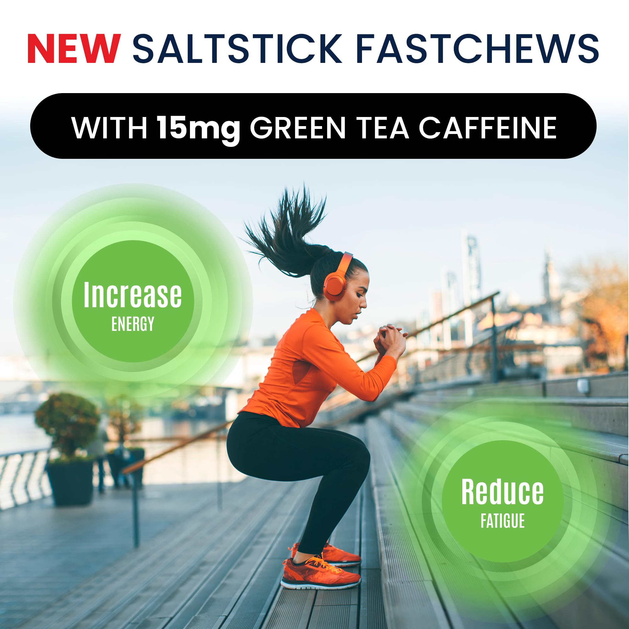 SaltStick FastChews empaque visible, opción práctica para hidratar durante la carrera.