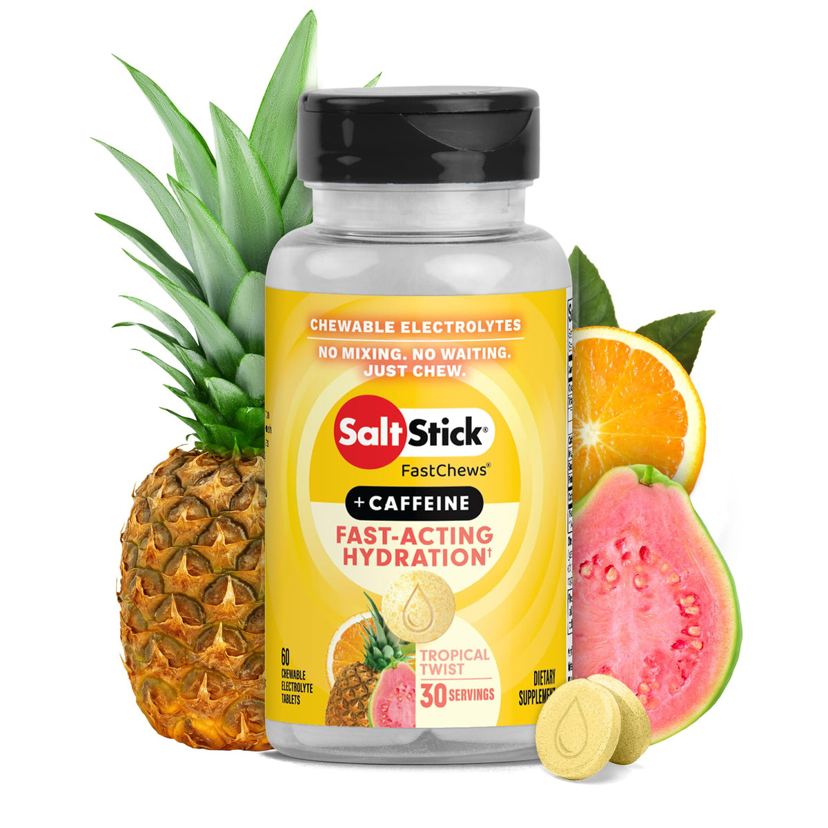 SaltStick FastChews tableta con cafeína, impulso rápido durante entrenamientos.