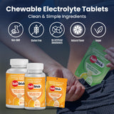 SaltStick FastChews: dos tabletas por dosis para aporte rápido de electrolitos.