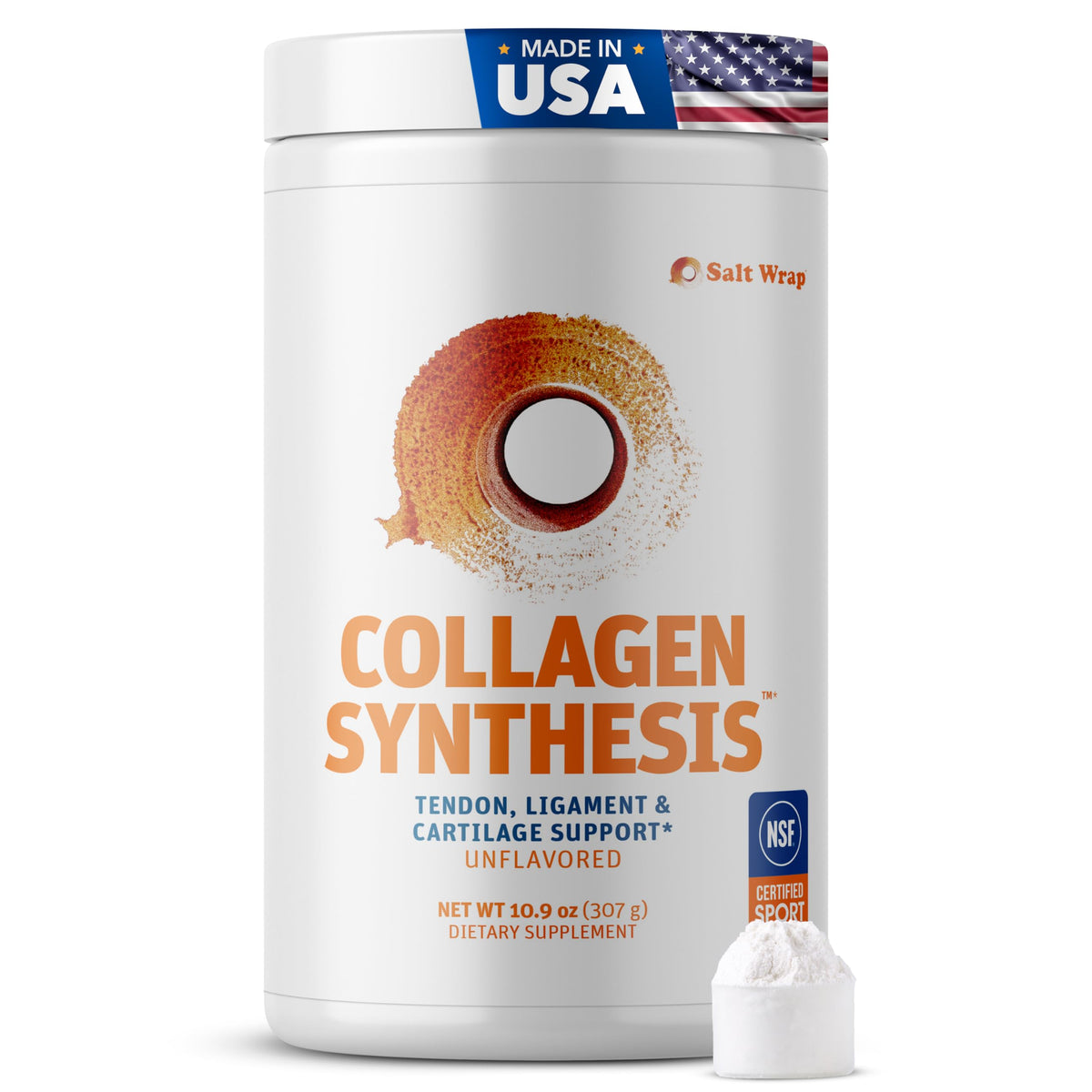 SaltWrap Collagen Synthesis: botella lista para uso diario y soporte articular.