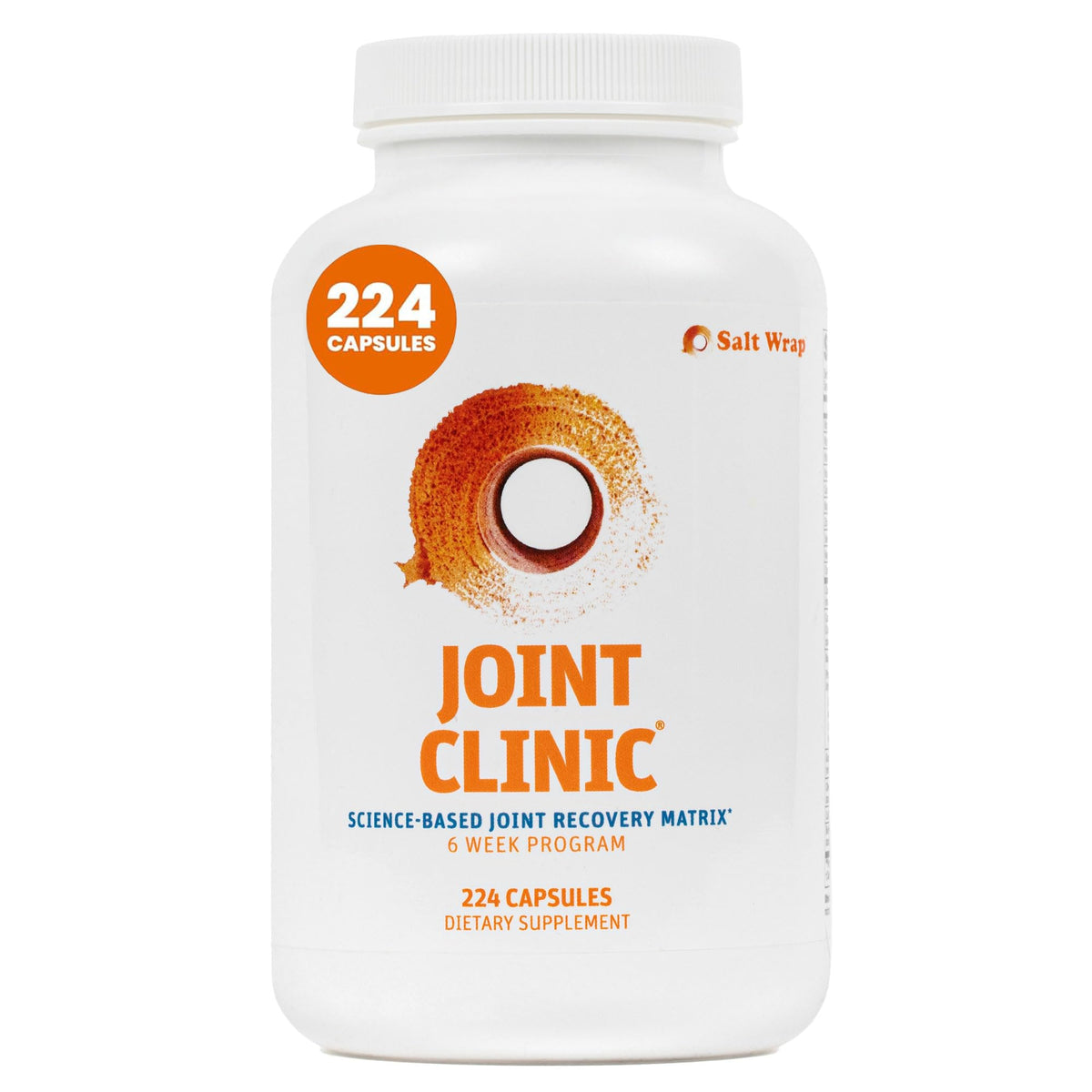 SaltWrap Joint Clinic: botella de cápsulas para apoyo diario de las articulaciones.