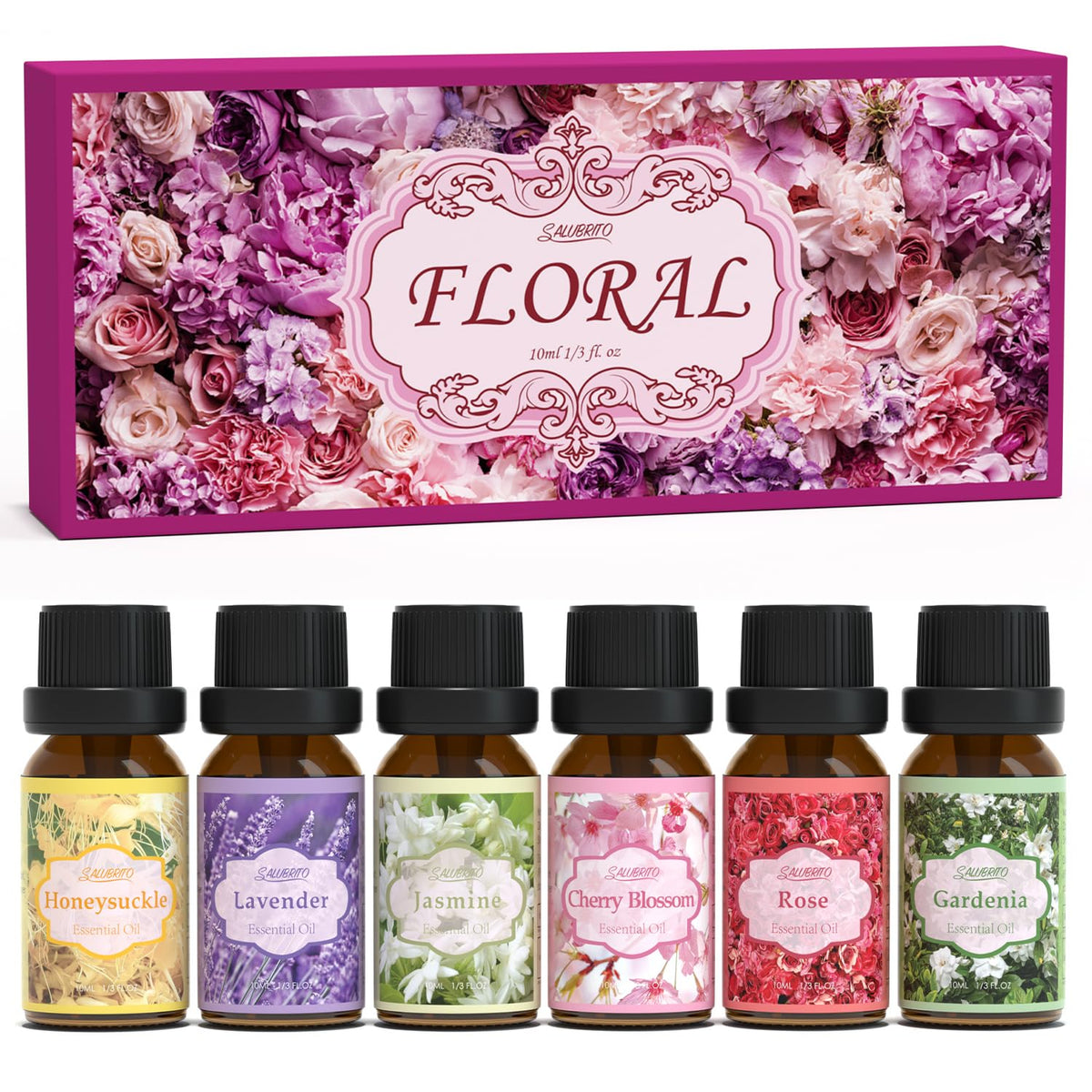 Salubrito aceites florales para difusor, creando un ambiente floral relajante.