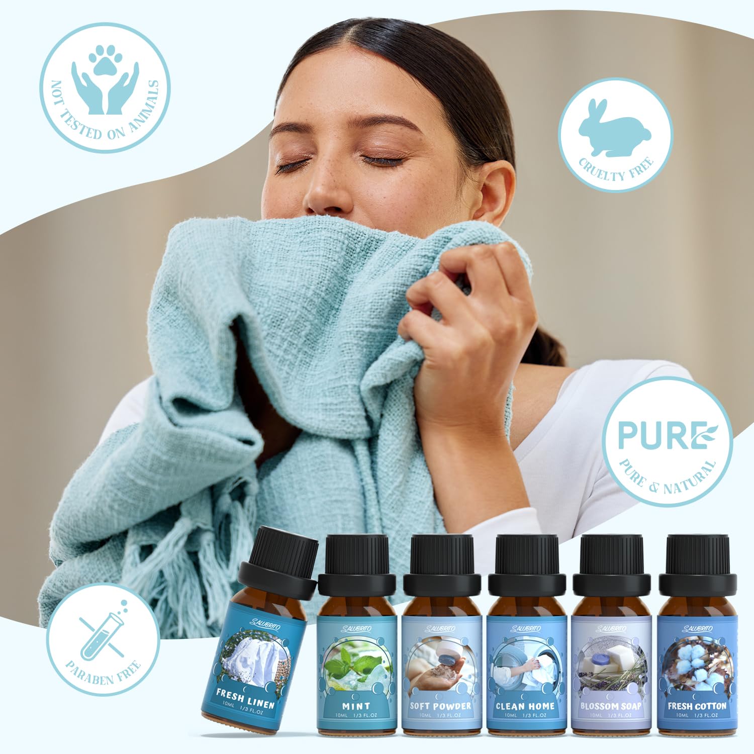 Salubrito difusor con aceites esenciales algodón, aroma constante y cálido