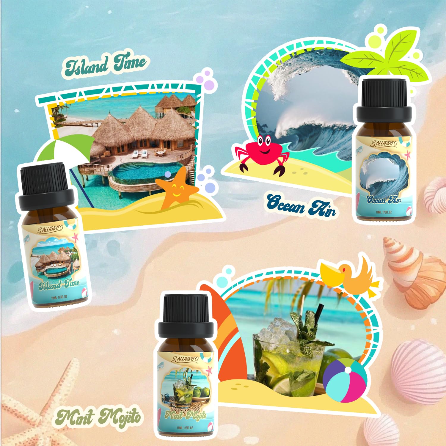 Salubrito fragancias playa menta mojito, aroma refrescante para spa.