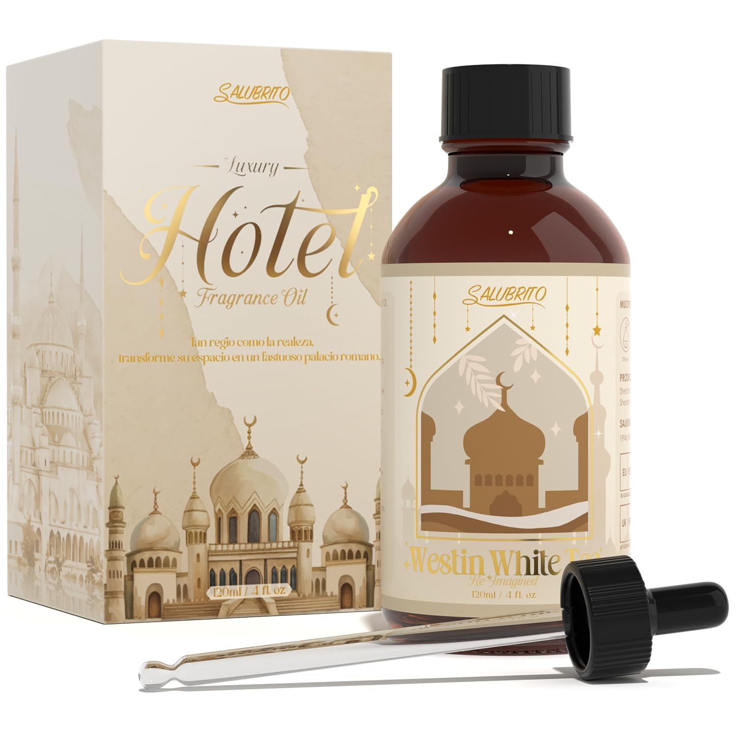 Salubrito aceite esencial Té Blanco para difusor, aroma sofisticado para spa en casa.